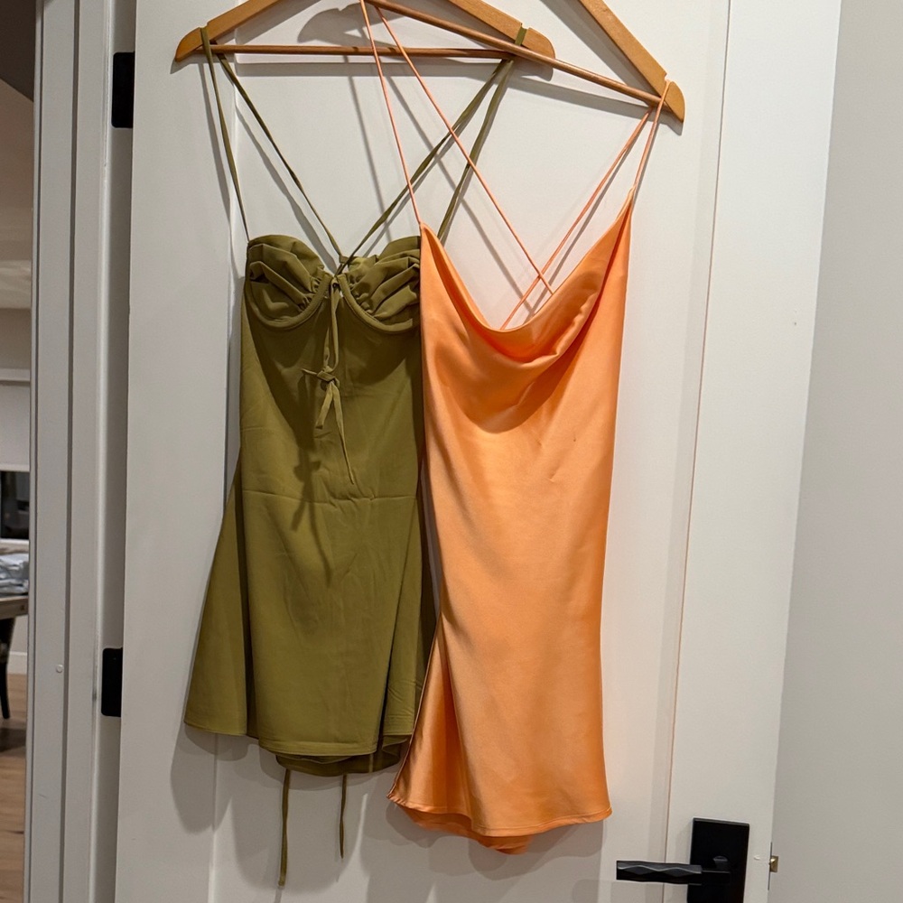 Olive and Peach Mini Dresses
